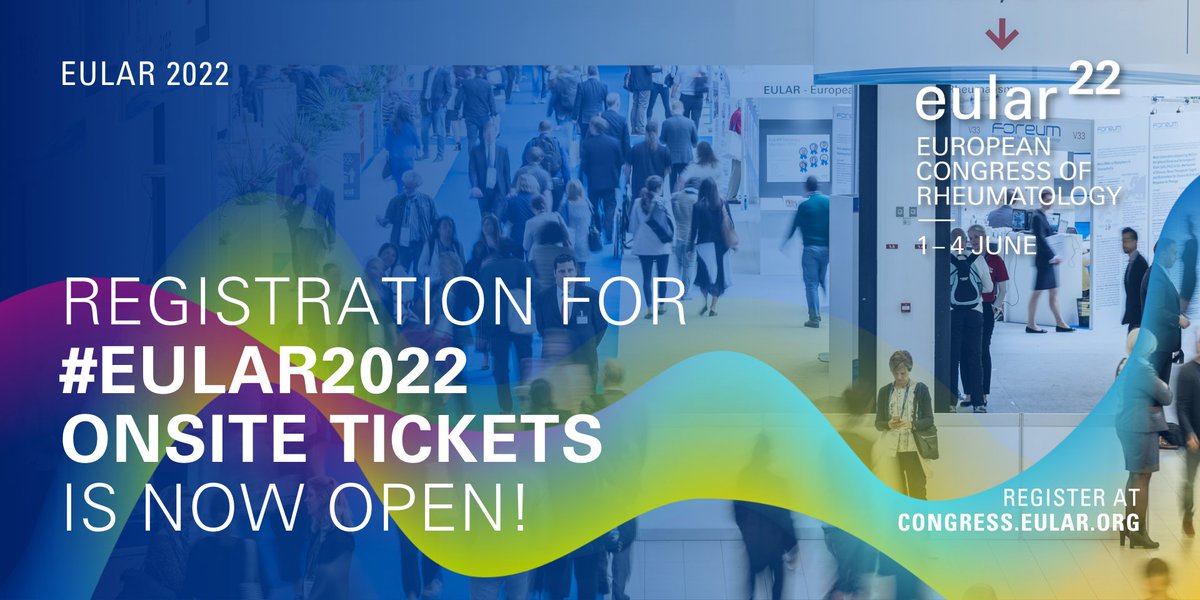 📣 Join us in #Copenhagen! Registration for #onsite tickets to #EULAR2022 is now open 😎 🎉 Benefit from #EULAR75 anniversary fees 🐦#Earlybird registration fees until April 30 👇 💻 congress.eular.org/registration.c… @EULARYoungPARE @EMEUNET @Eular_Hpr