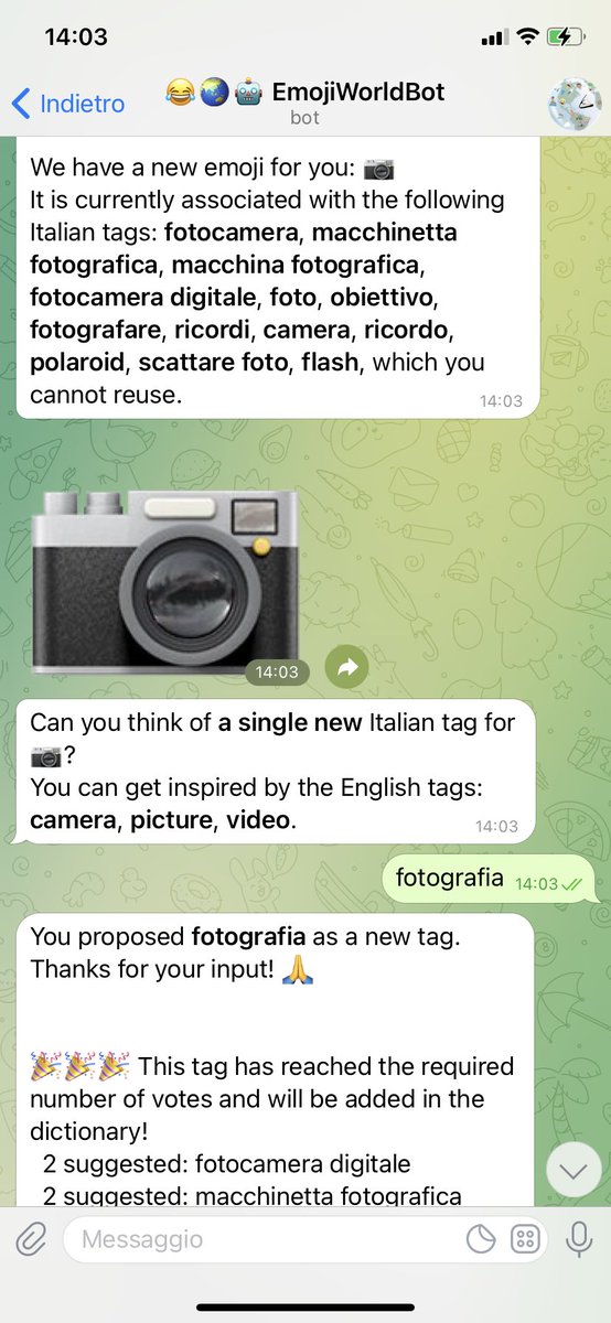 FChiusaroli's tweet photo. Ho aggiunto FOTOGRAFIA a #Emojiworldbot #scritturebrevi https://t.co/ltL1szjw9G https://t.co/x1p9nW0pUF