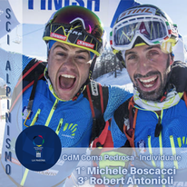 frat_olimpica's tweet photo. #SciAlpinismo è grand'Italia a Coma Pedrosa! Vittoria per Michele #Boscacci e terzo posto per Robert #Antonioli nella prova individuale! https://t.co/H3QuMQK6ML