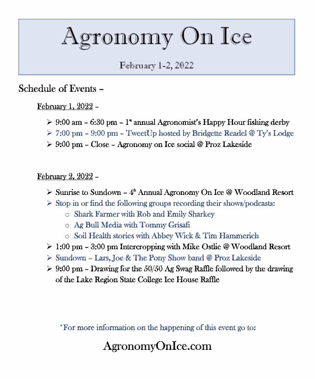 RocknRollAgrnmy's tweet photo. AGENDA is set for #AgronomyOnIce 🌽🐟🍺 There is other fun stuff happening these days as well. https://t.co/UVSx6kSOVd https://t.co/9OW7ZvEDvX