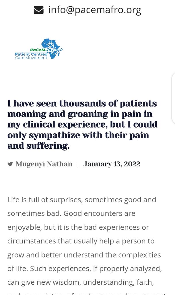MugenyiNathans's tweet photo. We all check out for my story. It elucidates more on patients' feelings and how we ought to treat them better. @pacemafro
https://t.co/WLexJ4mq9Q https://t.co/oKxuk2kDVV