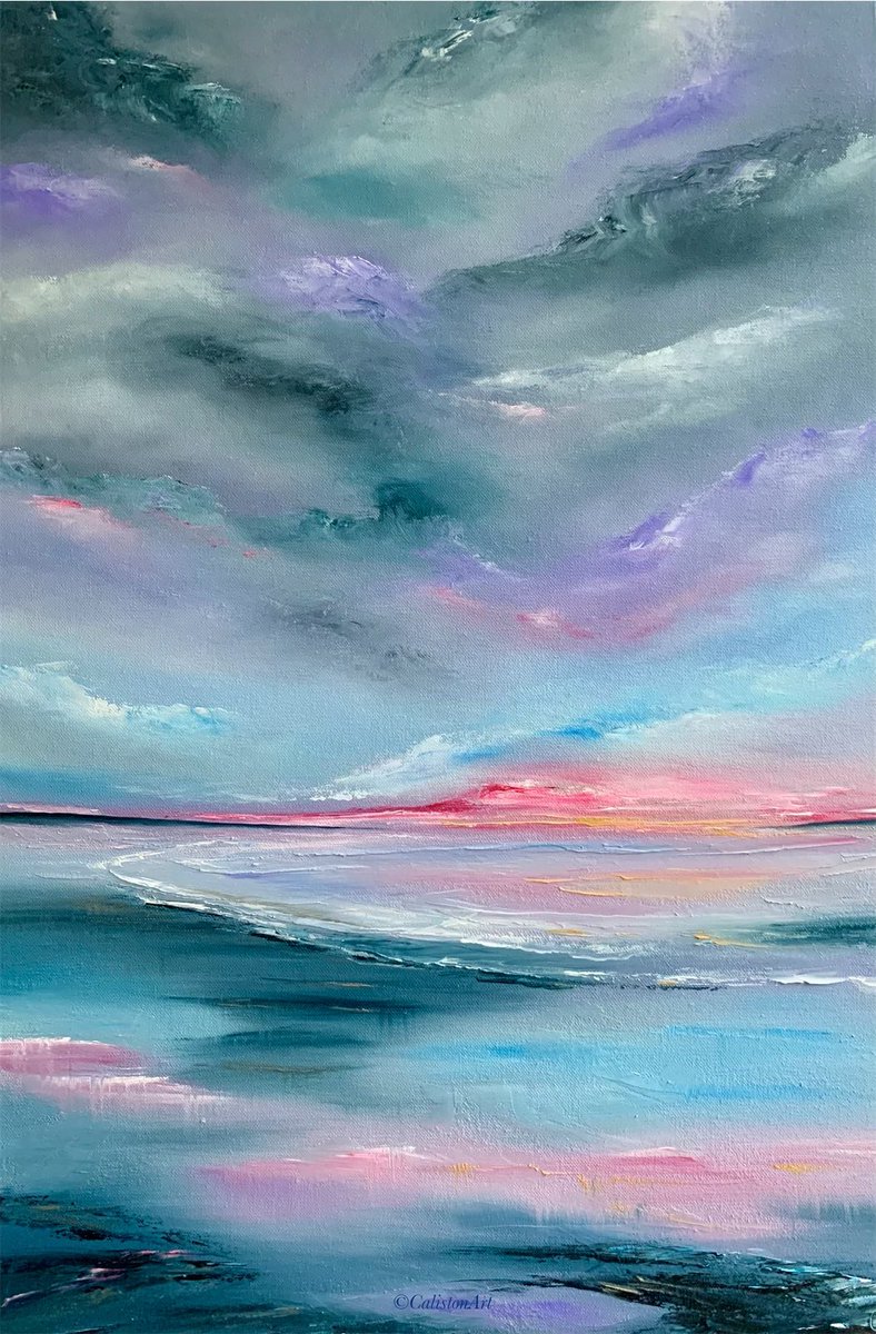 CalistonArt's tweet photo. 💜🖤💗 colourful painting session today! #painting #seascape #abstractpainting #landscapeart #oilpainting #artist #loveart https://t.co/GAmDF5GaVH