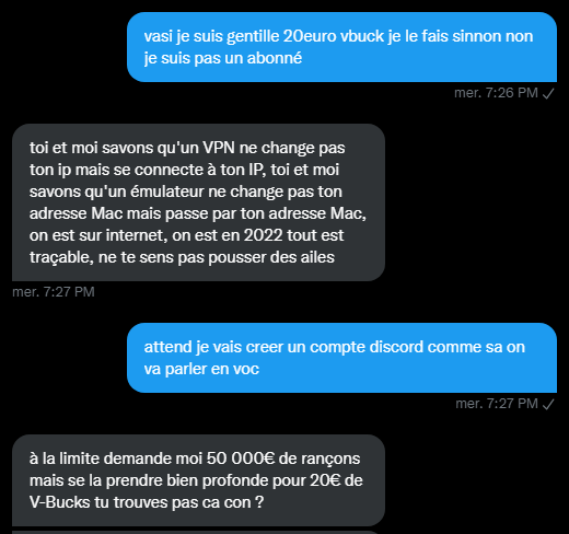 Pour ceux qui se demandent si je lui ai donner les 20€ de V-Bucks (non)