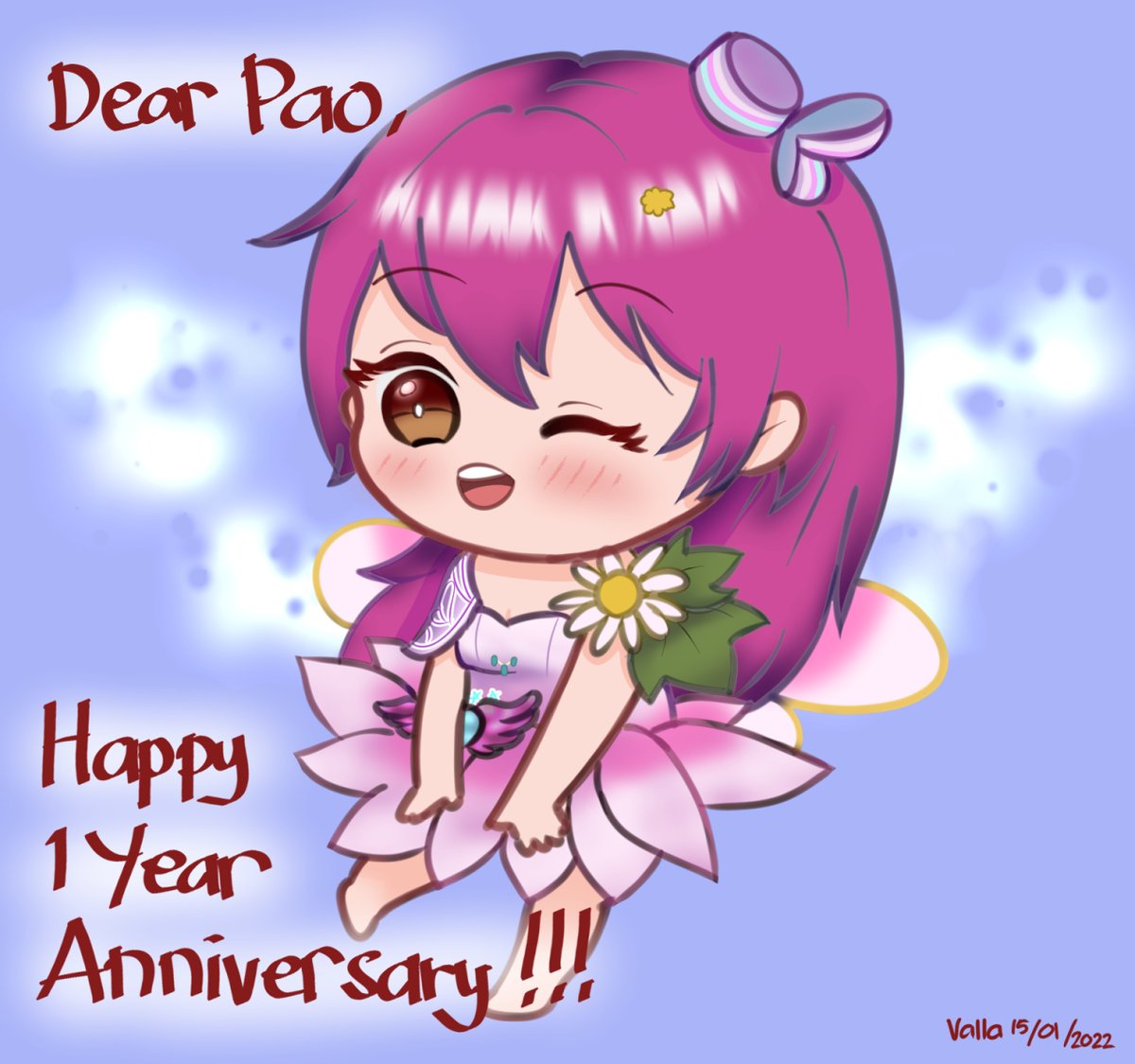Vallarrya's tweet photo. Happy 1 year streaming @sentientbakpao !!!
She's still live in https://t.co/cSXB63Of9z and doing karaoke right now!!

#valladraws (speedrawing at her start of stream today haha) https://t.co/uL8ePG7T7K