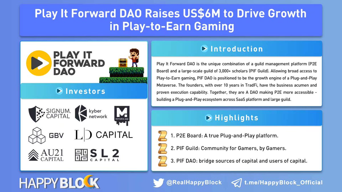 RealHappyBlock's tweet photo. @PIF_DAO Token Launch Auction (TLA) will be LIVE on @CopperLaunch from 19 Jan - 22 Jan / 9pm GMT+8 🔥

#DAO #GameFi #P2E https://t.co/BeLAInI0Q1