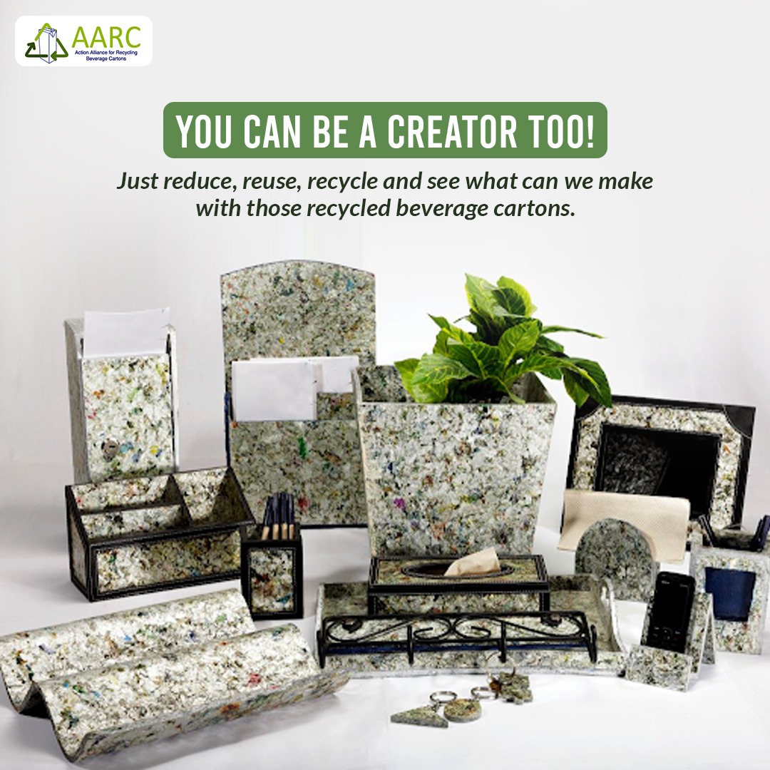 AARC_India's tweet photo. You Can Be A Creator Too! Just reduce, reuse, recycle and see what we make with those recycled beverage cartons.
#EkNayiSoch #WasteManagement #RecyclableMaterial #reuse #recycle #savetheenvironment #AARC https://t.co/qYibaALOQn