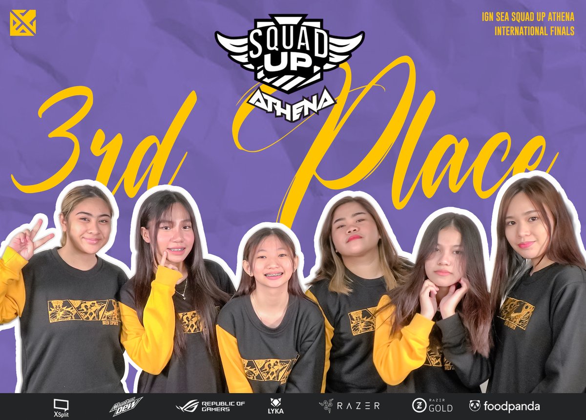 BrenEsports's tweet photo. We showed everyone that we have what it takes to compete! Our MLBB Victress squad finished 3rd at the IGN Southeast Asia Squad Up Athena. Watch out because we are just getting started! Catch us in our upcoming tournaments. 💛🖤💛

#BrenLangMalakas https://t.co/zbYLv3B17W