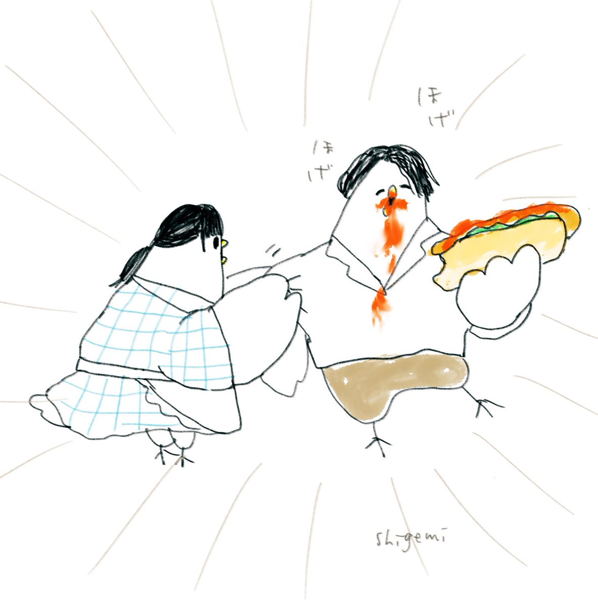 「カムカム先週分まるまる見れてなかったので
NHK+で一気見した! 」|shigemiのイラスト