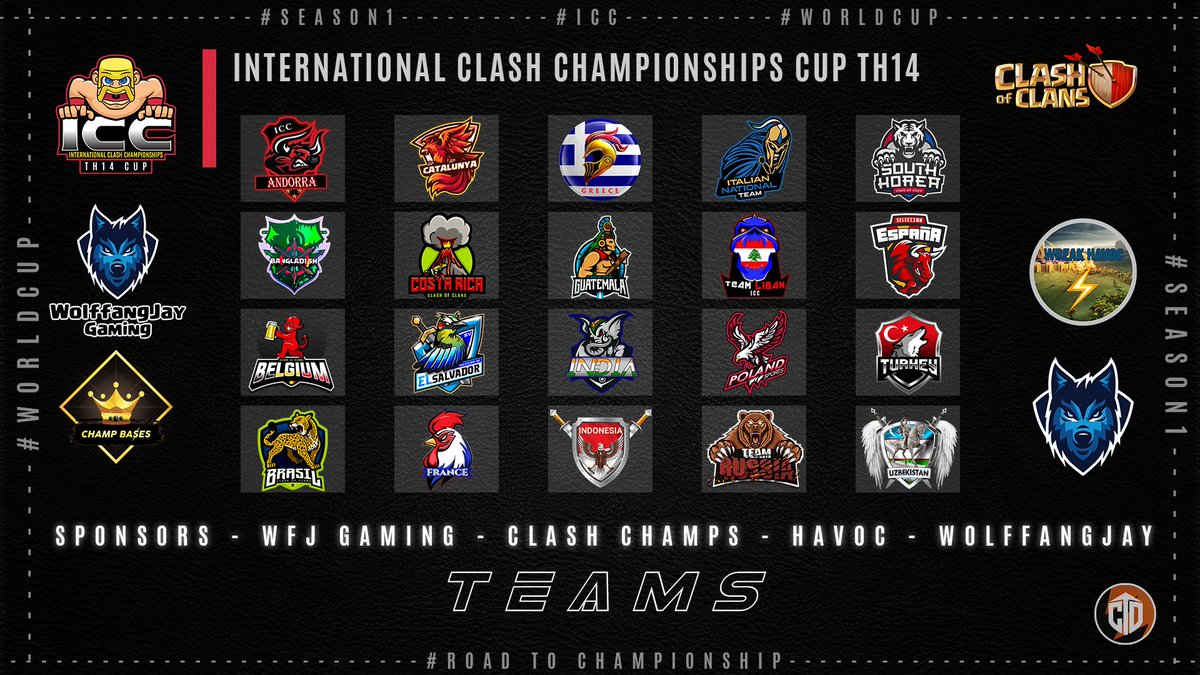 International Clash Championships (@icchamps) on Twitter photo Announcing the ICC TH14 Teams! 
The tournament starts next week! Teams are preparing!!
Another round to add those important points for the bonus of the overall ICC Champion!
@clashofclans #coc <a href="/CoCEsports/">Clash of Clans Esports</a> #TH14  
Sponsors: <a href="/WolffangJay/">WolffangJay</a> <a href="/ClashChamps/">Clash Champs</a> <a href="/havoc_family/">Havoc ⚡Family</a> Announcing the ICC TH14 Teams! 
The tournament starts next week! Teams are preparing!!
Another round to add those important points for the bonus of the overall ICC Champion!
@clashofclans #coc <a href="/CoCEsports/">Clash of Clans Esports</a> #TH14  
Sponsors: <a href="/WolffangJay/">WolffangJay</a> <a href="/ClashChamps/">Clash Champs</a> <a href="/havoc_family/">Havoc ⚡Family</a>