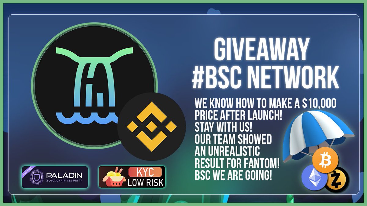 defi_waterfall's tweet photo. 🤑Tomorrow our token will be launched on #BSC Network!
🎁 In honor of this, we are doing #Giveaway 🎁

We will distribute 800$ (USDC)

1⃣Like and RT this tweet and tag 3 friends
2⃣Follow @defi_waterfall 
3⃣Follow TG https://t.co/RC54JK9pXK

#CryptoGiveaways #DeFi #YieldFarming https://t.co/yRQ4bEDbYK