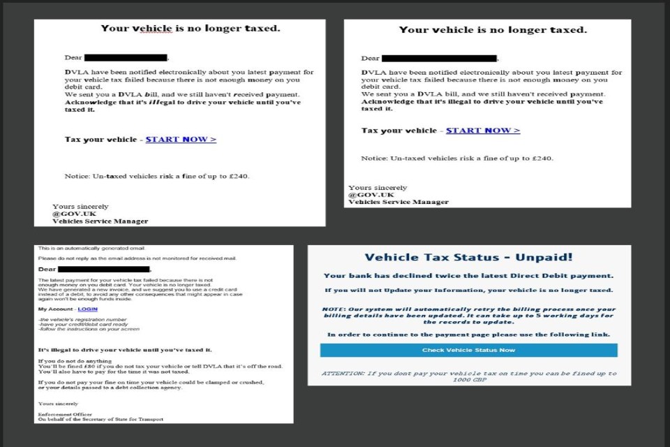 DVLAgovuk's tweet photo. Watch out for ‘phishing’ text or email messages, like these. DVLA will never ask you to reply, give personal or bank details or ask you to log into an account.

https://t.co/XbHnc7Dk8t 

#cyberaware #scams https://t.co/0zQaiG3hxR