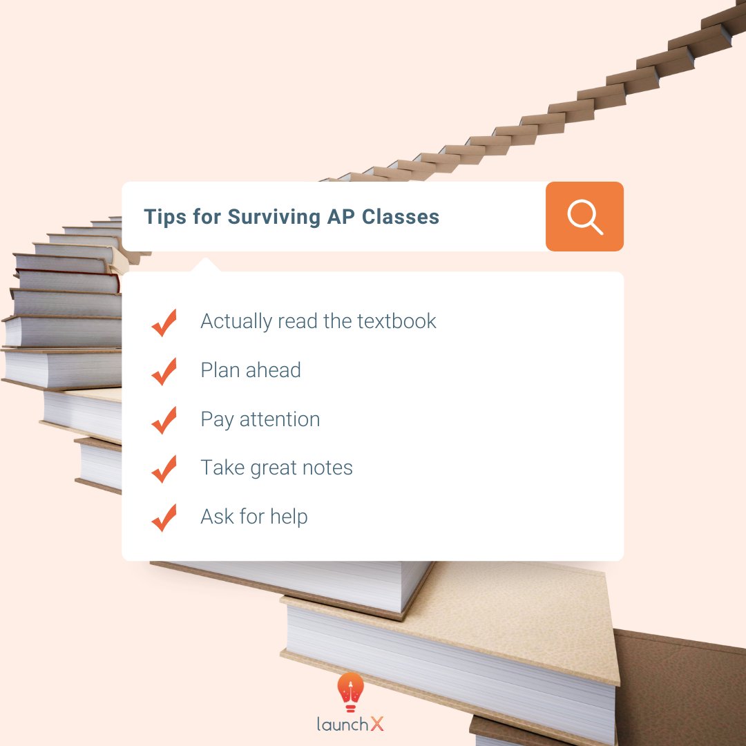 launchx's tweet image. How are your #APClasses this year? Let us know if these #tips are helping you survive. 😅 Drop a comment if you are swimming in AP #homework. 🏊 📖