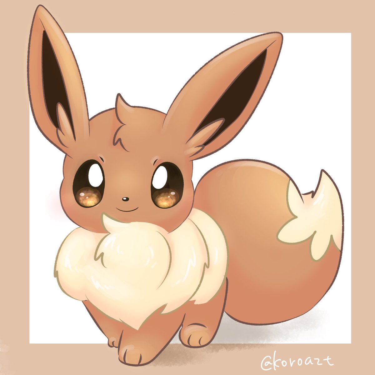eevee no humans pokemon (creature) smile brown eyes solo closed mouth full body  illustration images
