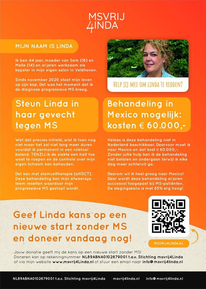 Vandaag gestart met crowdfunding voor mijn vriendin met progressieve MS. Zou top zijn als jullie mijn bericht liken en delen zodat we veel mensen bereiken. En een donatie is ook zeer welkom! MSvrij4Linda.nl