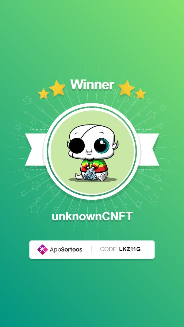 And the winner of our giveaway is.....
<a href="/unknownCNFT/">Unknown</a> 
Congrats. Dm us to get your new NFT🔥🎉