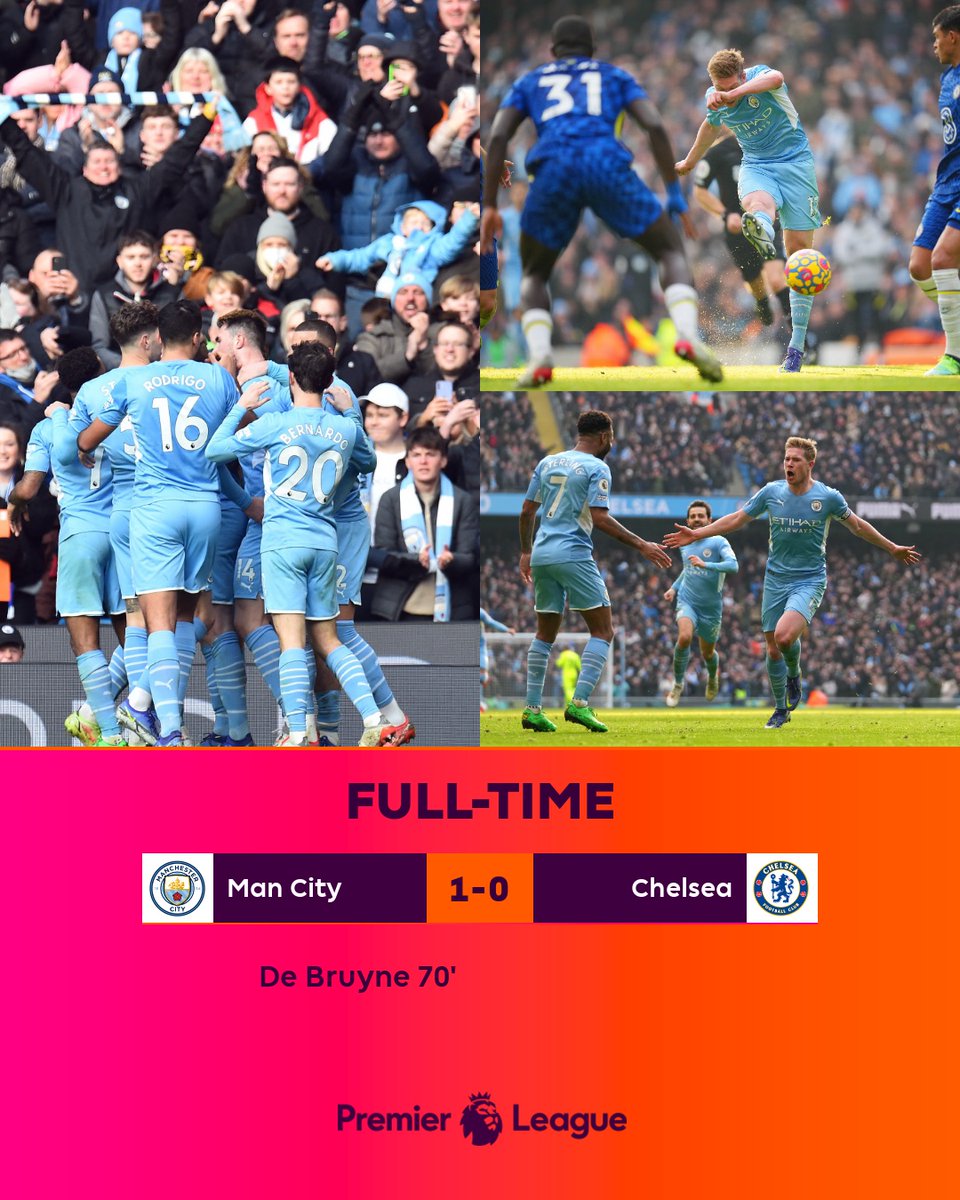 A classy Kevin De Bruyne finish makes it 12 #PL wins in a row for Man City

#MCICHE