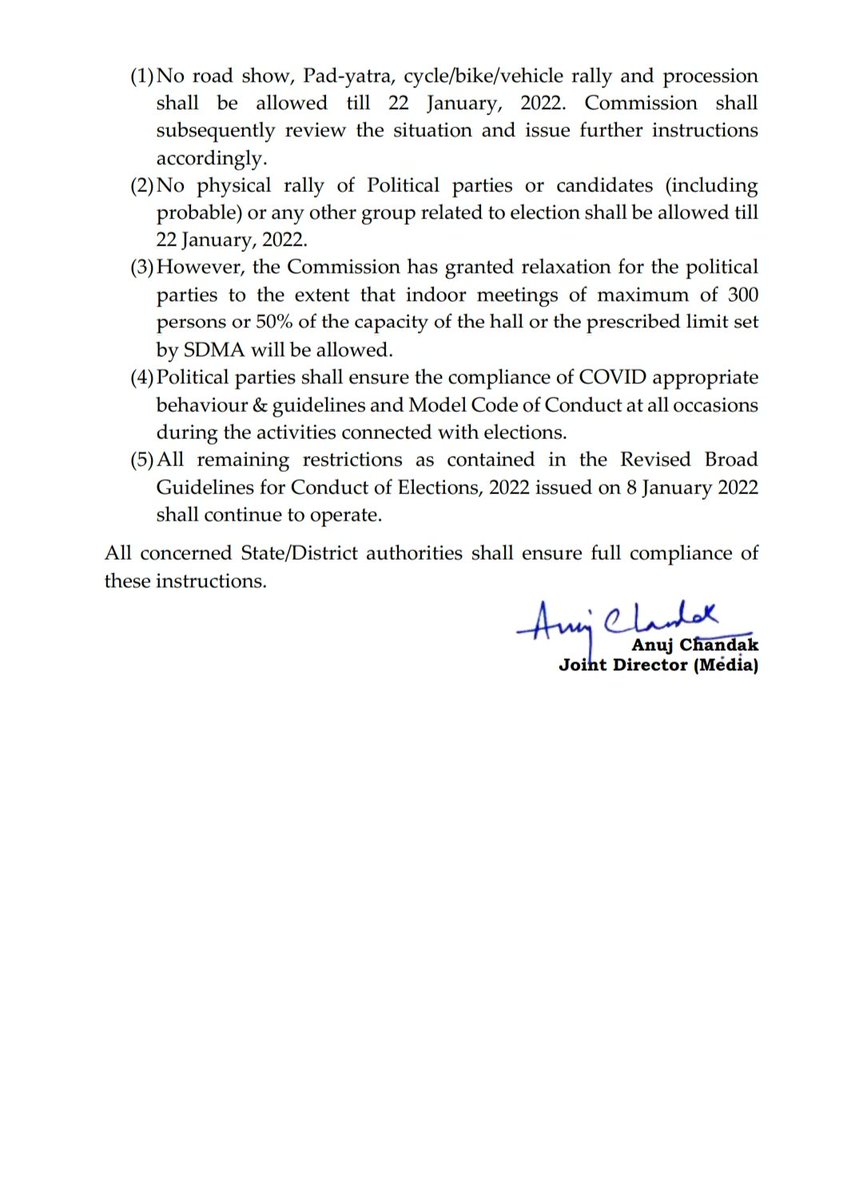 DJiribam's tweet photo. ECI extends ban on physical rallies &amp; road shows till Jan 22
#ElectionCommissionOfIndia #ECISVEEP #Manipur #ManipurElections2022 @CeoManipur https://t.co/7nlZNAp3bW