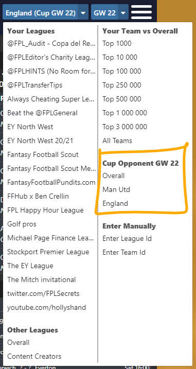 fplgameweek's tweet image. Just want to let you know of two small improvements at fplgameweek: 
- You can now follow all your matches in your cups, not just overall.
- We have improved the player card to better show double game weeks.