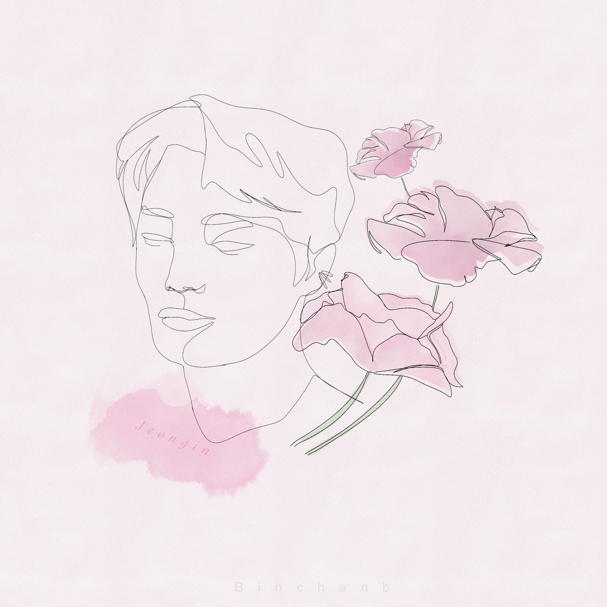 binchanb's tweet photo. jeongin as pink poppies #fanart https://t.co/MDmzumPlIJ