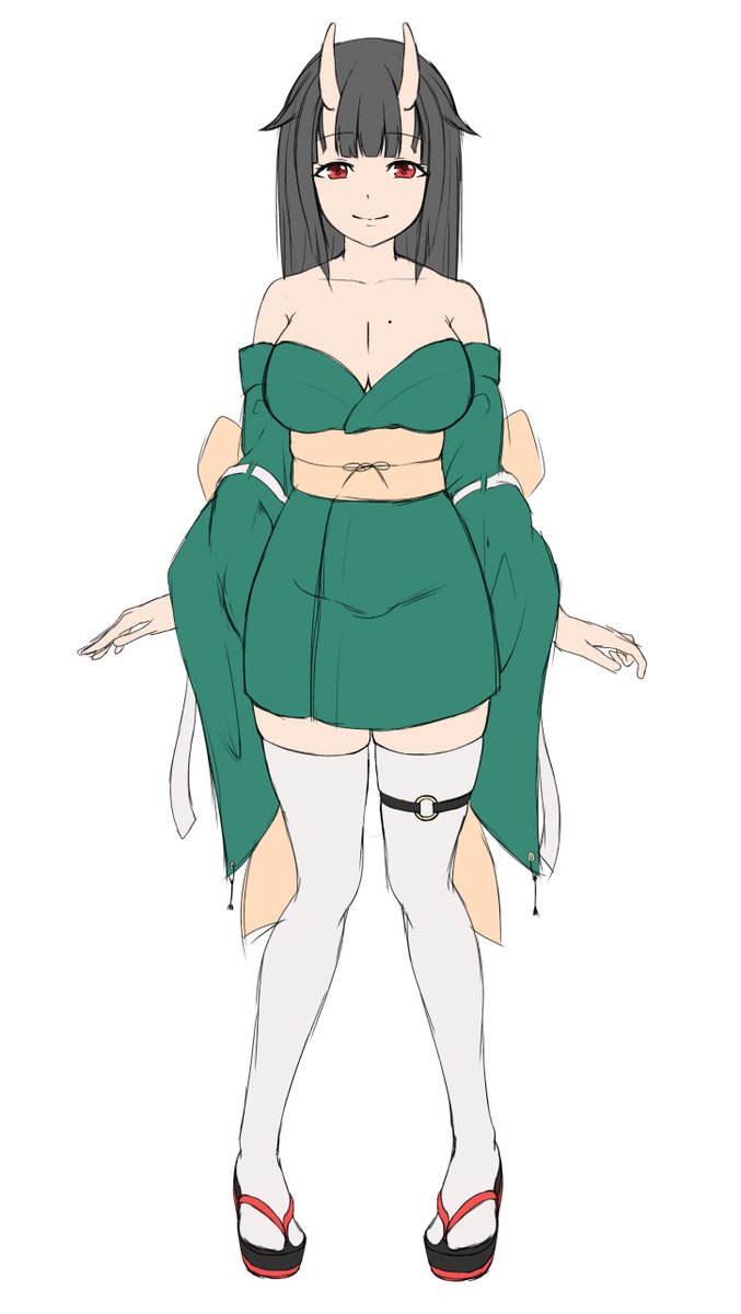 鬼っ娘が描きたかったのです。
せっかくなので清書してLive2Dの練習がてら動かしてみます 