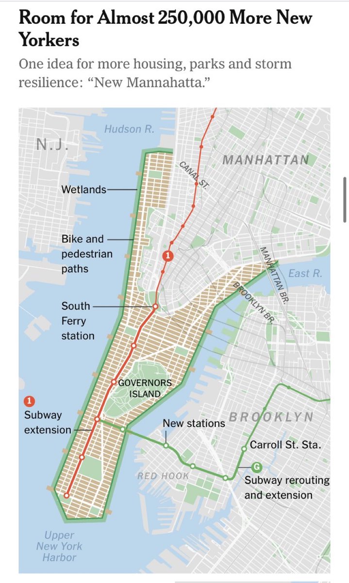 AJ_onTransit's tweet photo. This is a pretty bold proposal. #ClimateChange resiliency + #Housing + #TOD. If #NYC wants to open up even more development opportunities, this proposal would significantly shorten the distance between Manhattan &amp; Staten Is. Link the 1 Train to the SIRR. https://t.co/59rjRzKlQP https://t.co/KrNYs7HZ23