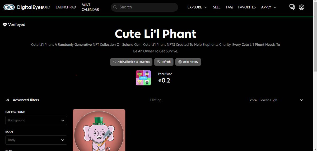 Good News @everyone 
We Are Live on DigitalEyes
Now you can List Your Li'l Phant On DigitalEyes
digitaleyes.market/collections/Cu…

#lilphant #SolanaNFTs #FreeNFTs #FreeMint #SolNFT