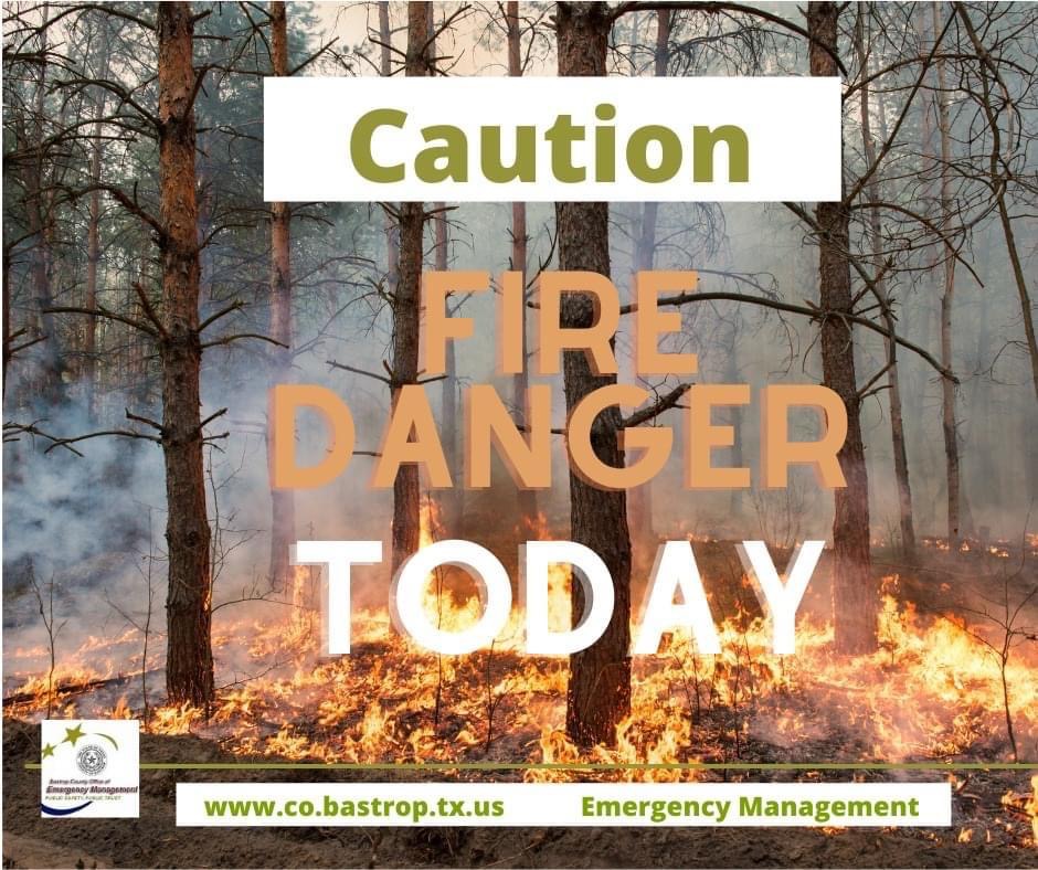 RED FLAG WARNING
No outside burning is permitted today in Bastrop County due to current weather conditions.