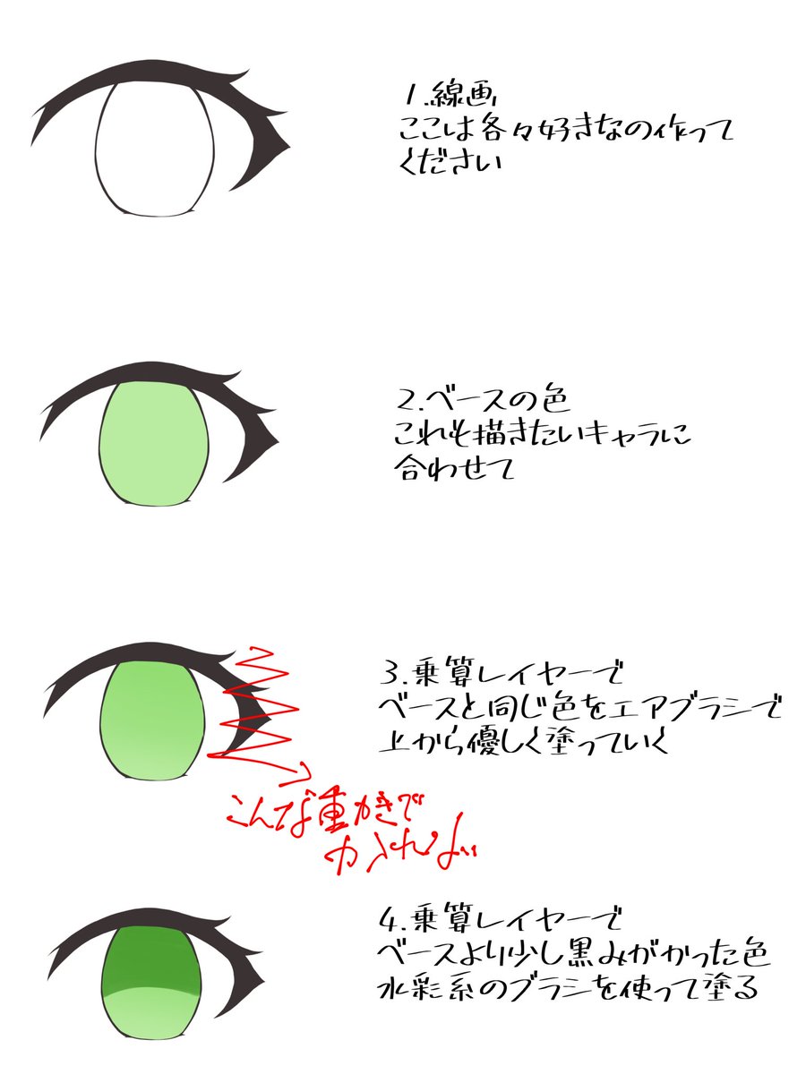 FFの絵師さんが目イキング上げてたので便乗して説明不足クソ雑目イキング上げときます!こんなん見るより僕がパクr参考にしたまふゆせんせいの目イキング動画(YouTubeにある)で学んでください 