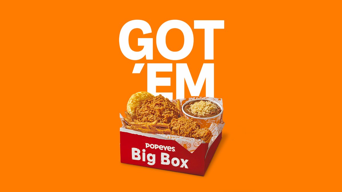 Popeyes's tweet photo. Need a W today? We got you with a box you can actually cop 🔥🔥🔥#BigBoxisBack #BigBoxBigDeal https://t.co/AgOON2Ps7P