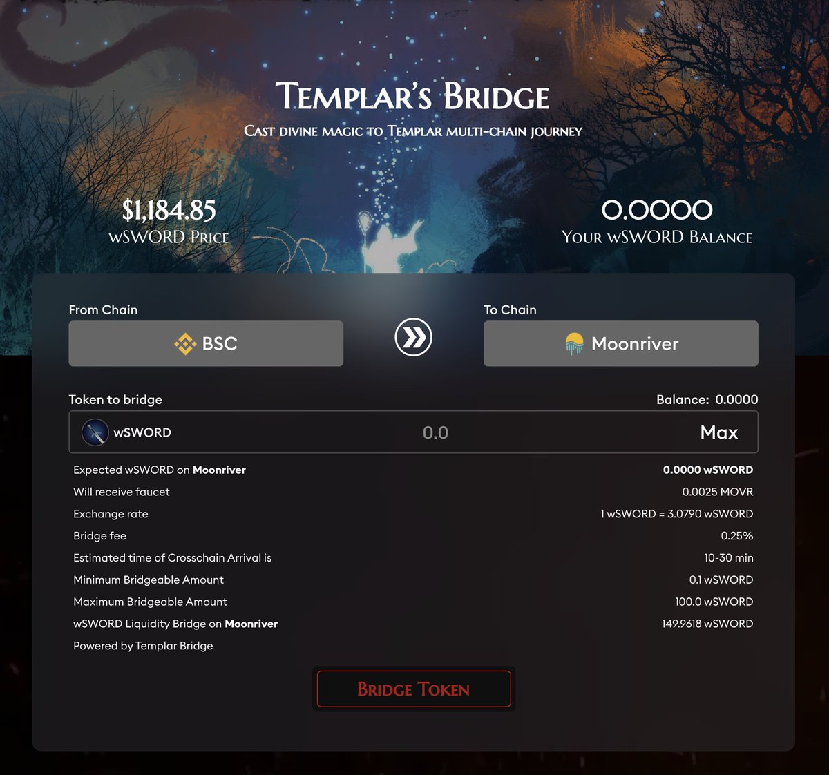 🪄 Wrapped SWORD Bridge is go live!
💪 big step into the Templar multi-chain ⛓️
templar.finance/#/bridge_v2

$bridge $wSWORD $TEM $ohm #ohm #fork #ohmfork
$TIME $GYRO $KLIMA $hec #gem $ROME $JADE $NMS #bsc #DeFi #rebase