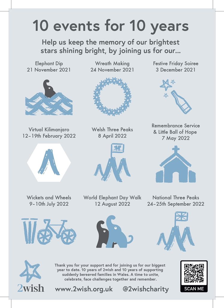 A year of special events!!!! 

Save the date!! Tickets on sale for the Welsh Three Peaks and tickets for the Ball and Wickets and Wheels on sale very soon!!!

Xxxx <a href="/2wishcharity/">2wish</a>