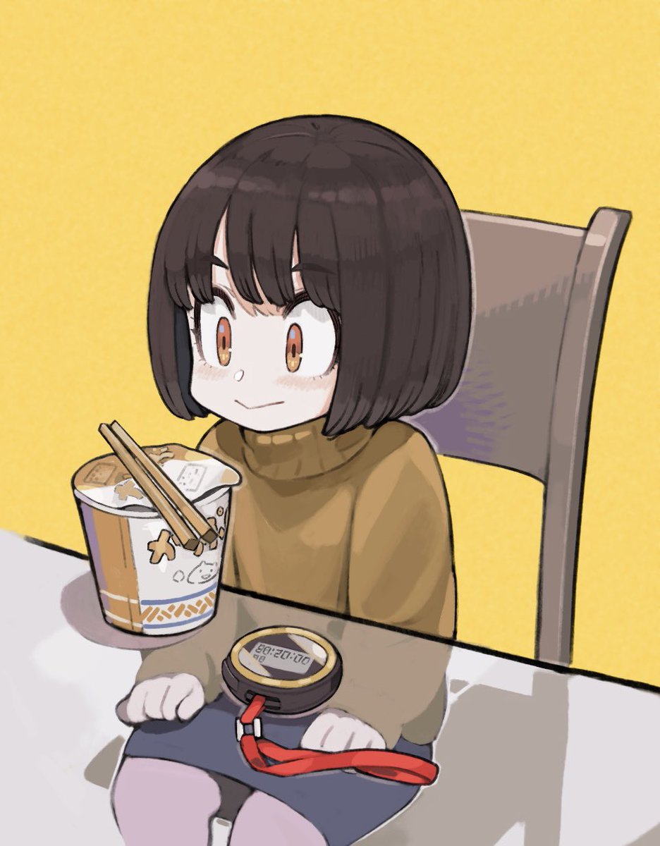 food skirt sitting chair sweater short hair open mouth  illustration images