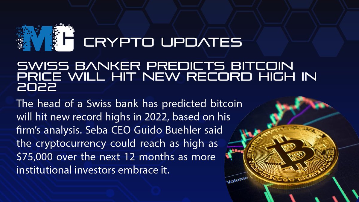 MultiChainteam's tweet image. Seba Bank CEO predicts bitcoin price will hit a new record high in 2022.

#2022 #CryptocurrencyNews #Bitcoin