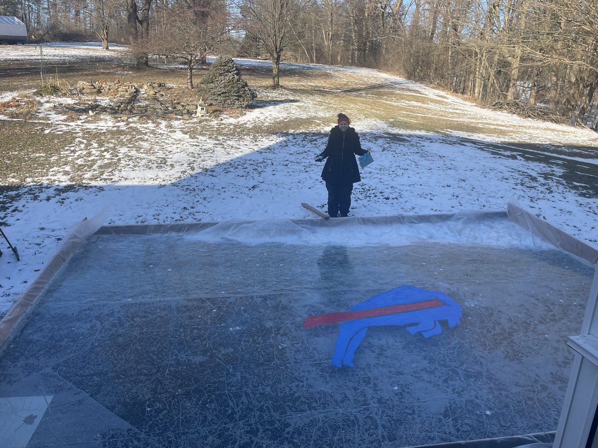 bubblesuds's tweet photo. Working on getting the rink ready, amazing wife put a good luck charm in before the next flood @BuffaloBills #GoBills https://t.co/tS1uF5JtGb