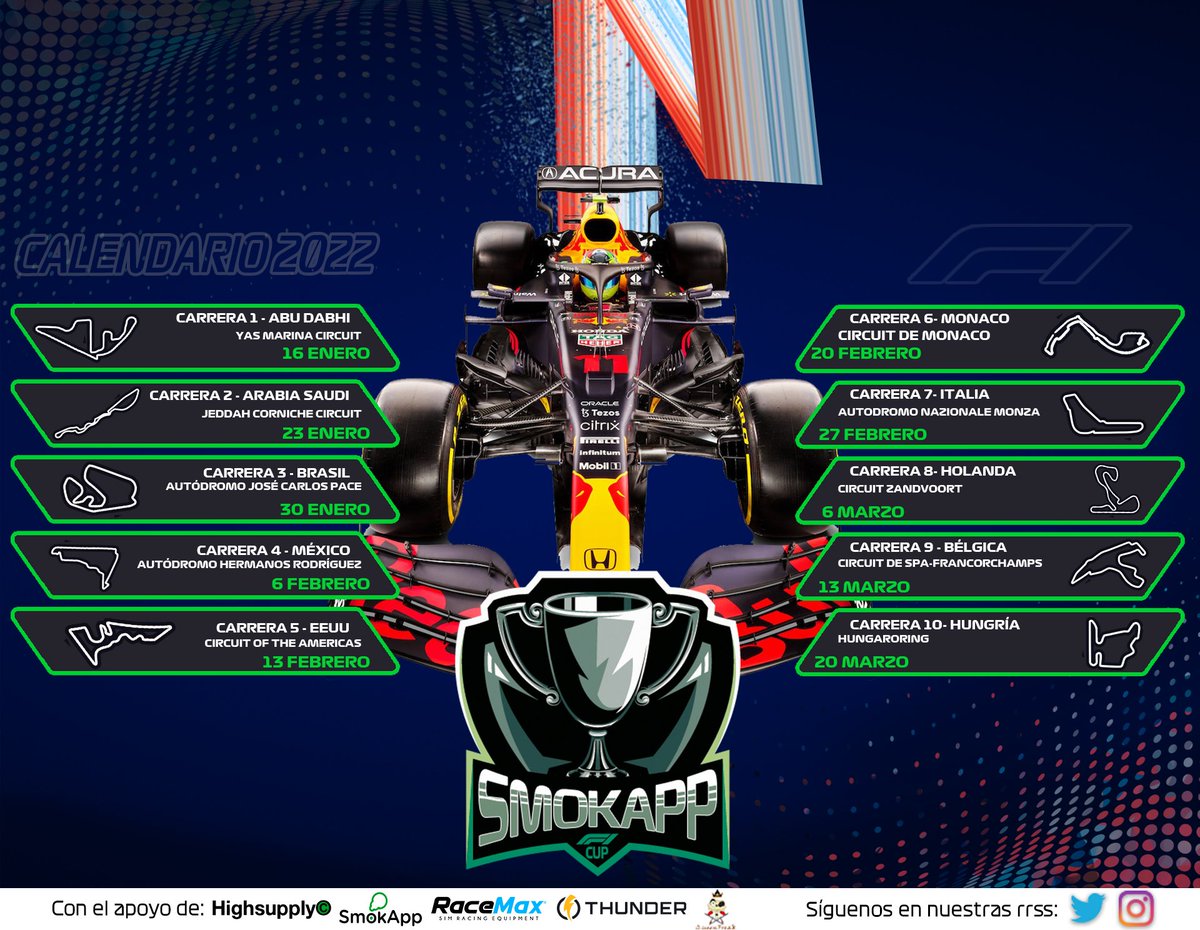 ‼️SMOKAPP F1 CUP‼️

¿Cuál es tu circuito favorito del calendario de la SmokApp F1 Cup?

#GoHTR
<a href="/SmokApp_CSC/">SmokApp</a> 
#Highsupply 
<a href="/RaceMax2/">RaceMax</a> 
<a href="/Thunder_Clothes/">Thunder Clothing</a> 
#queenfreak3d