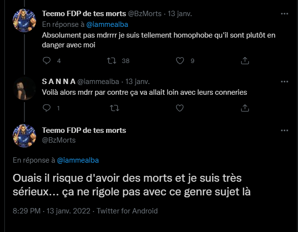 incroyant_fr's tweet photo. 👉🏻👉🏻👉🏻 #RetourDieuOff

Et pendant ce temps @TwitterFrance @Twitter ne trouve absolument rien à redire à des menaces ouvertement homophobes.

Quand les bigots avancent, c'est toute la société qui recule.

👉🏻👉🏻👉🏻 #RetourDieuOff https://t.co/rGph0WPA8Z