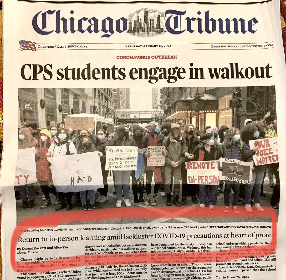 KirLarRo's tweet photo. Today’s front page news. Students and youth lead the way, again. Really just blows the whole “teachers are selfish snowflakes” argument out of the water. https://t.co/DauxtChxUm