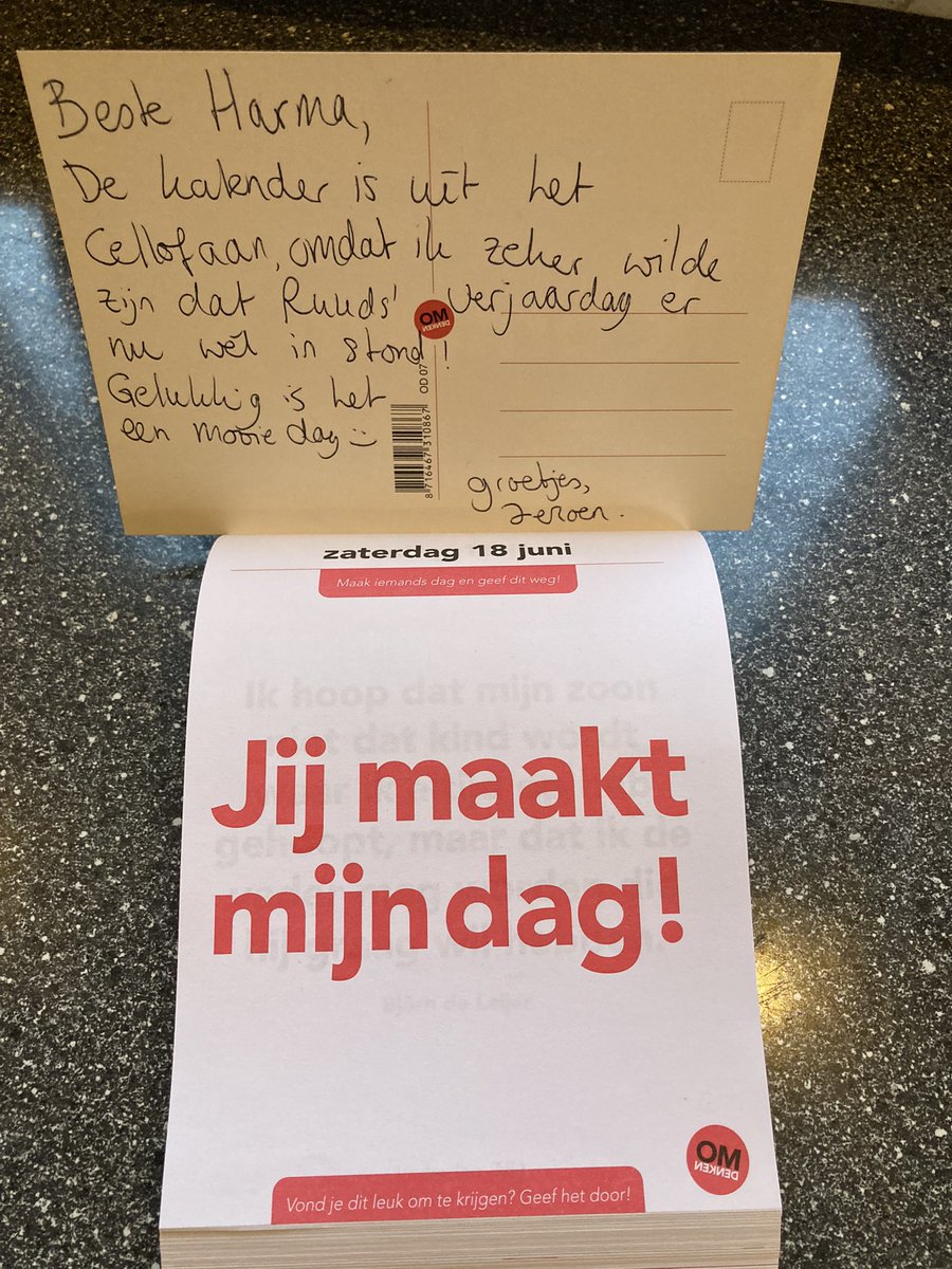 Nadat Fleur gebeld had met ‘omdenken’, kreeg ik een nieuwe scheurkalender toegestuurd waarbij de verjaardag van onze lieve Ruud er wel in stond. Wat een prachtige spreuk en wat een lief kaartje♥️