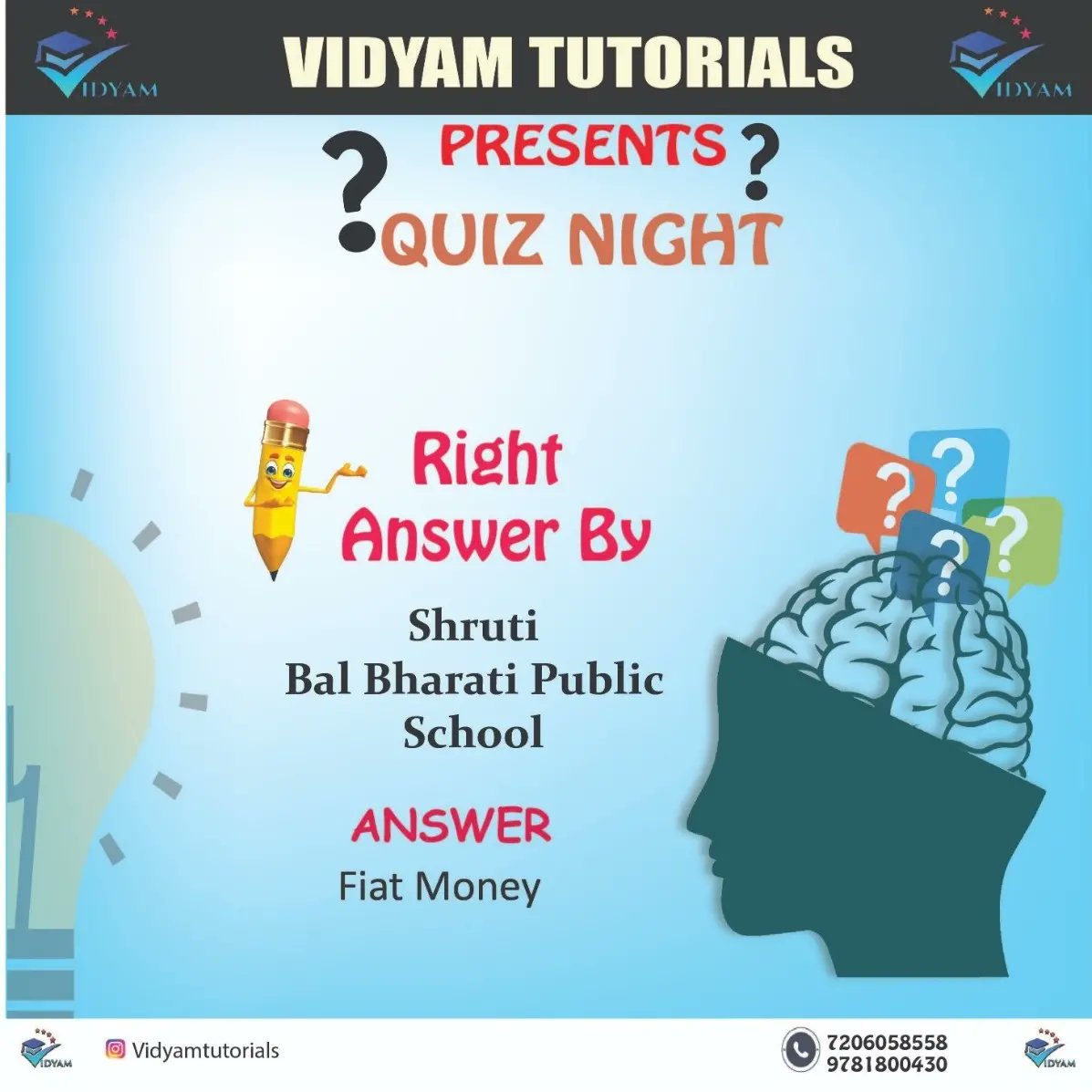 vidyam_t's tweet photo. Quiz Night is here for you all. Be ready be quick be noticed. Swipe to know the answer of previous quiz night.
.
.
.
.
.
.
.
#vidyam #vidyamtutorials #viralpost #viral #srcc #smallbusiness #exam #explorepage #commerce #quiz https://t.co/Lfo1GSqWcr