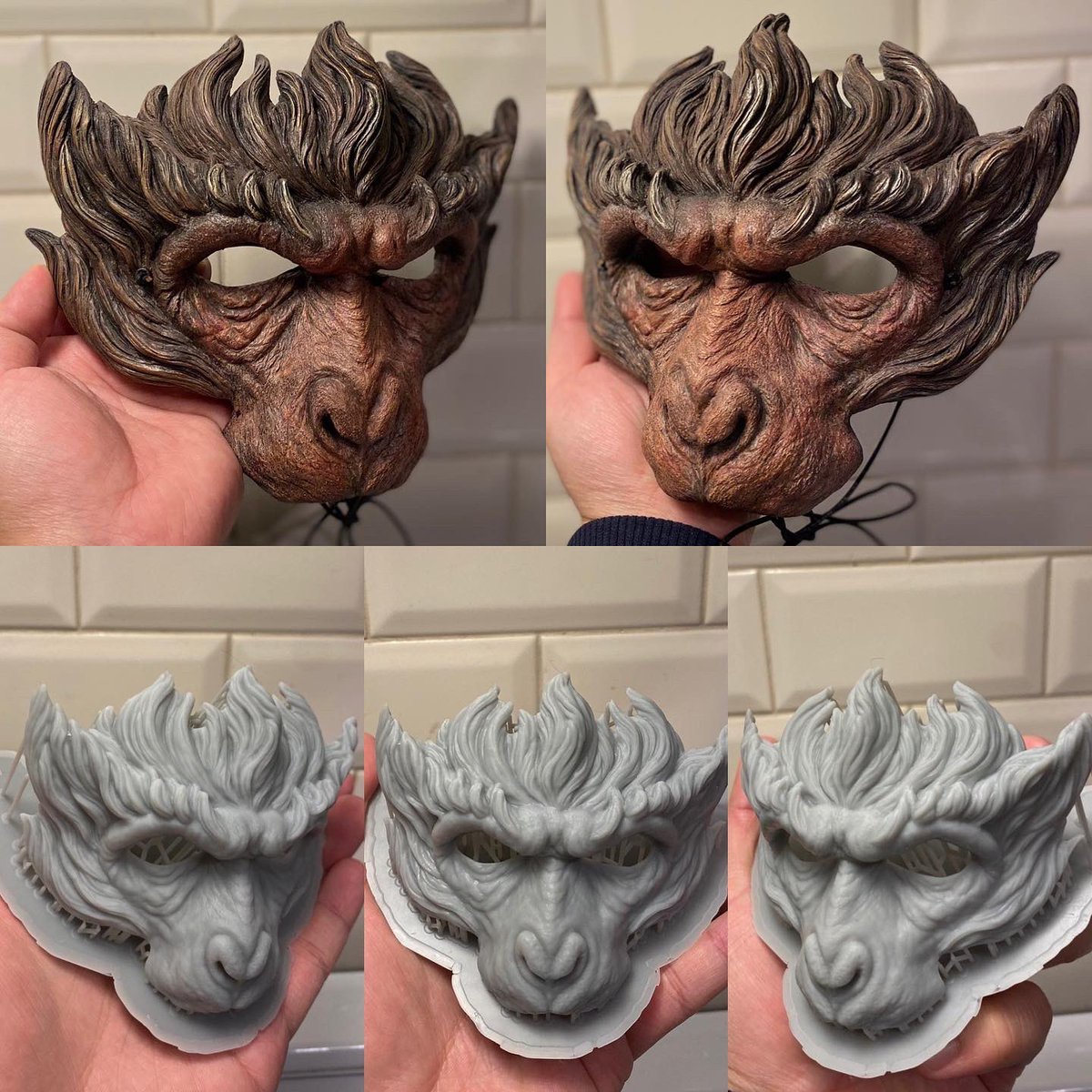 Shinama5's tweet photo. #revopoint #pop3d でスキャンしたマスクを #anycubic #photonmonox でハーフスケールにして出力 https://t.co/6gvU84qbBR