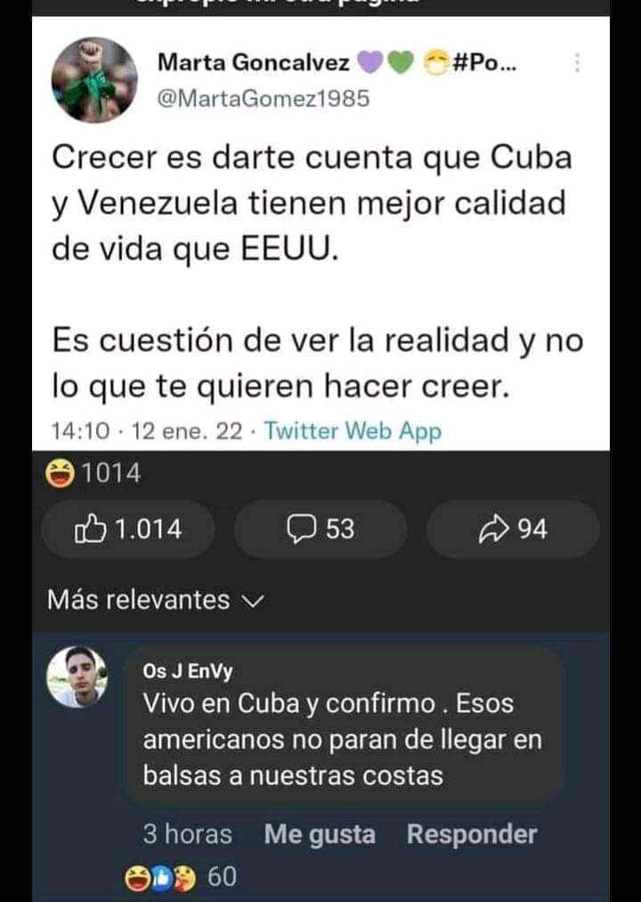 JuanCar54596781's tweet photo. No te qued s con este twitt anormal, abre la foto y ríete cubano, dónde quiera que estés, ya sea en CUBA o en el exilio 🙄😁🤦🏼‍♂️🙆🏼‍♀️😂😂😂😂 https://t.co/RdMNgXNBBg