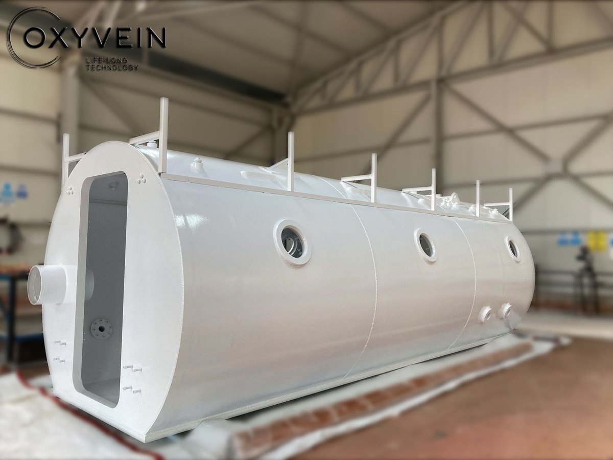 oxyvein's tweet photo. 12P Oxymulti hyperbaric chamber production is coming to an end, The paint process has finished and mechanical installations are starting. 
The chamber will be installed in a private clinic in Romania.
#hyperbaric #oxygenchamber #multiplace  #hiperbarik #HBOT #basınçodası https://t.co/N6dXpnogqJ