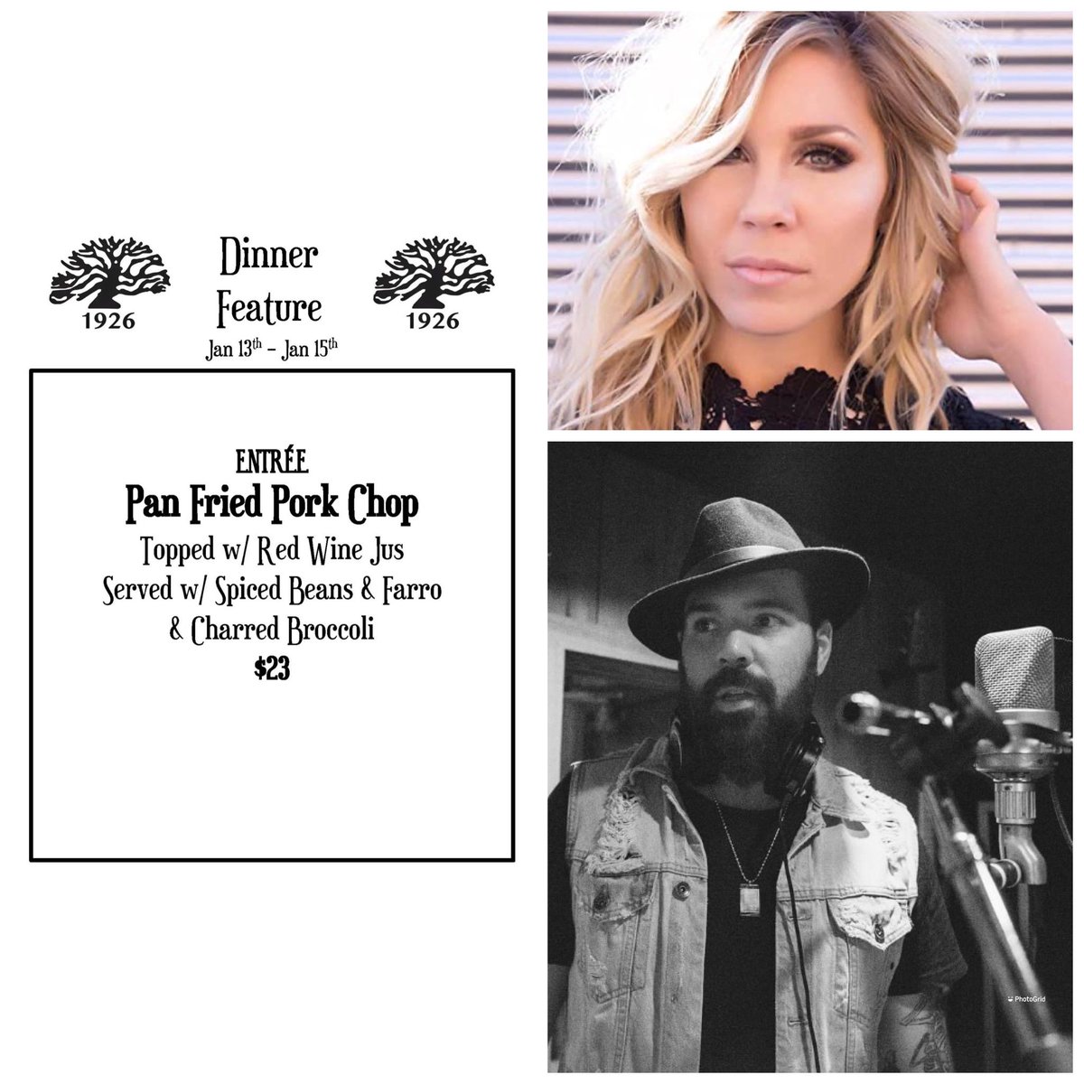 Members….
We hope everyone is having a great day!
Join us for dinner tonight and enjoy an evening of excellent live music, brought to you by Allie Sealey &amp; Zach McCabe! This talented duo takes the stage at 6pm.
 
Call to reserve your table now!