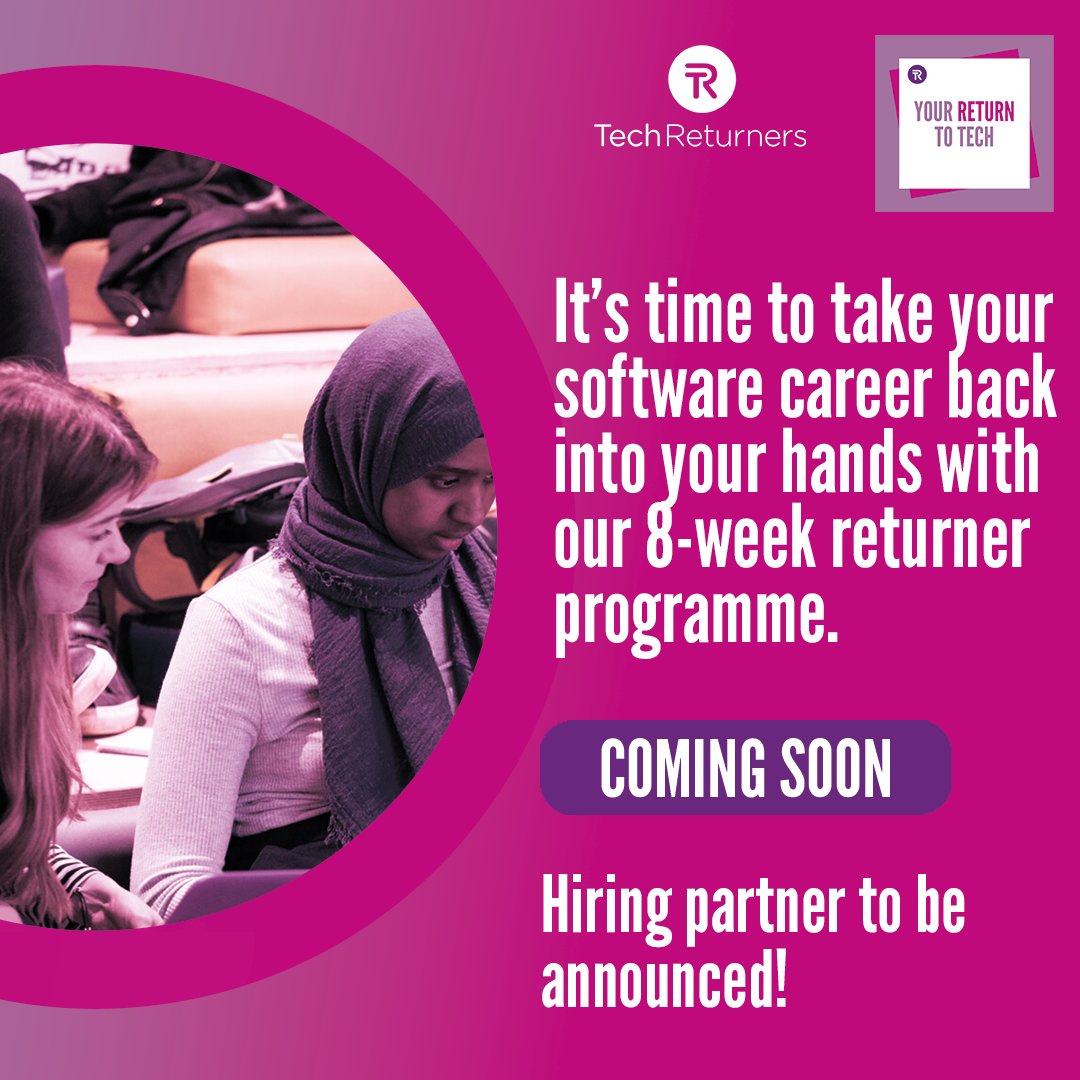 techreturners's tweet image. Less than 2 days to go! ​

​We will be announcing our hiring partner this coming Monday for our upcoming 'Your Return To Tech: March 2022' programme! ​🚀

​The programme will be announced on the 17th Jan 2022. Keep an eye out for more updates!​👩‍💻

#womenInTech #softwaredeveloper