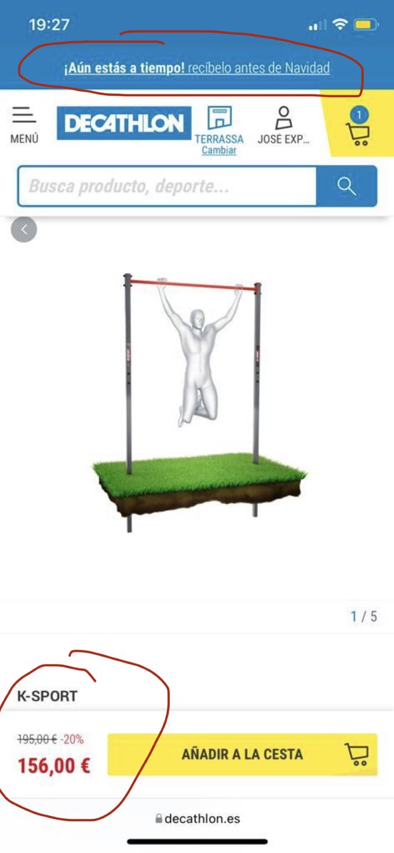 xpotrader's tweet photo. Rebajas en @DecathlonES :

Como es posible que antes de Navidad me comprase un Muro de escalada al aire libre - Street Workout x 156€ siendo su precio original 195€ y hoy en rebajas lo tengan a 219€ alegando precio original 249€

Podría @consumidores hacer algo al respecto? https://t.co/Fk40Kg89Vd