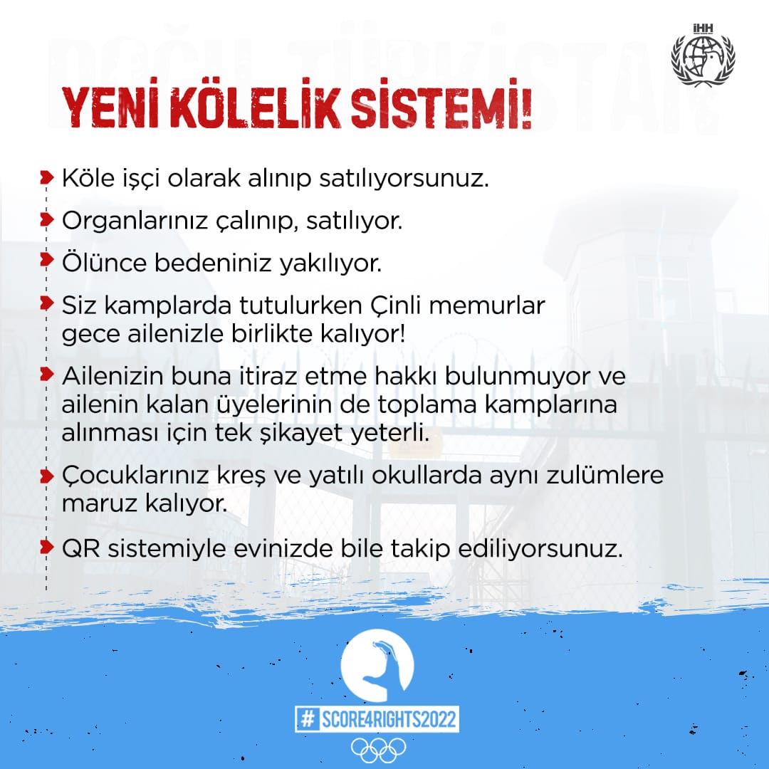 Doğu Türkistan’da zulme dur de!

#score4rights2022