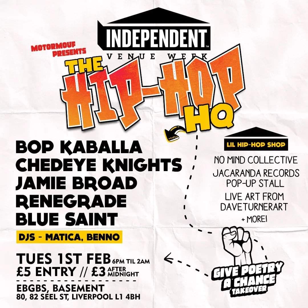 Come join us at the Hip Hop HQ on the 1st of February for some real vibes💪