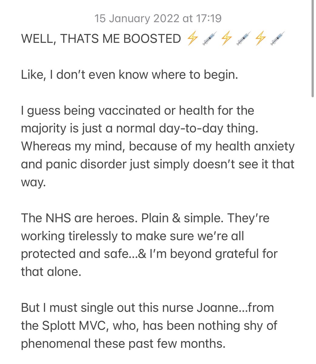 MintysGigGuide's tweet photo. WELL, THATS ME BOOSTED ⚡️💉⚡️💉⚡️💉

The NHS are heroes. Plain &amp; simple. They’re working tirelessly to make sure we’re all protected and safe…&amp; I’m beyond grateful for that alone.

(Worth a read on how incredible @CV_UHB workers really are tho) 👇

Cc: @LosCampesinos @edsheeran https://t.co/8fZ3plNCSD