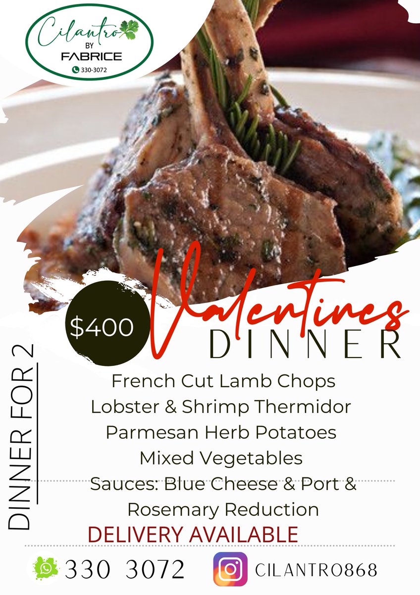 FabricePURE's tweet photo. Make This Valentines Extra Special
February 14th 2022
▪︎Meals Serves 2 ..
▪︎Packaged in Portions 
▪︎Delivery Available
 ▪︎Pick Up Points for Central &amp; South.

ADVANCED BOOKINGS ONLY : (DEPOSIT REQUIRED)
WHATS App 330 3072 For Details https://t.co/FhjhaZbVGr