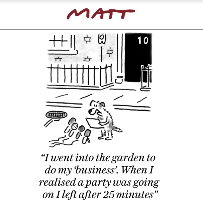 MattCartoonist's tweet photo. 'I went into the garden to do my "business". When I realised a party was going on I left after 25 minutes'

My latest cartoon for tomorrow's @Telegraph

Subscribe to my weekly newsletter to receive my unseen cartoons: https://t.co/wpjwxrtQ6J https://t.co/2coY90rSgV